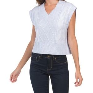 Sincerely Jules | Blue Cropped Oversized V Neck Sweater Vest | Women's M